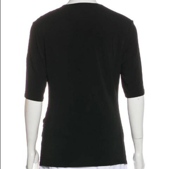 Authentic BURBERRY LONDON Ruched V-Neck BLACK Top - Picture 3 of 6